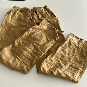 Parachute 100% linen XS mustard yellow lounge pants with drawstring